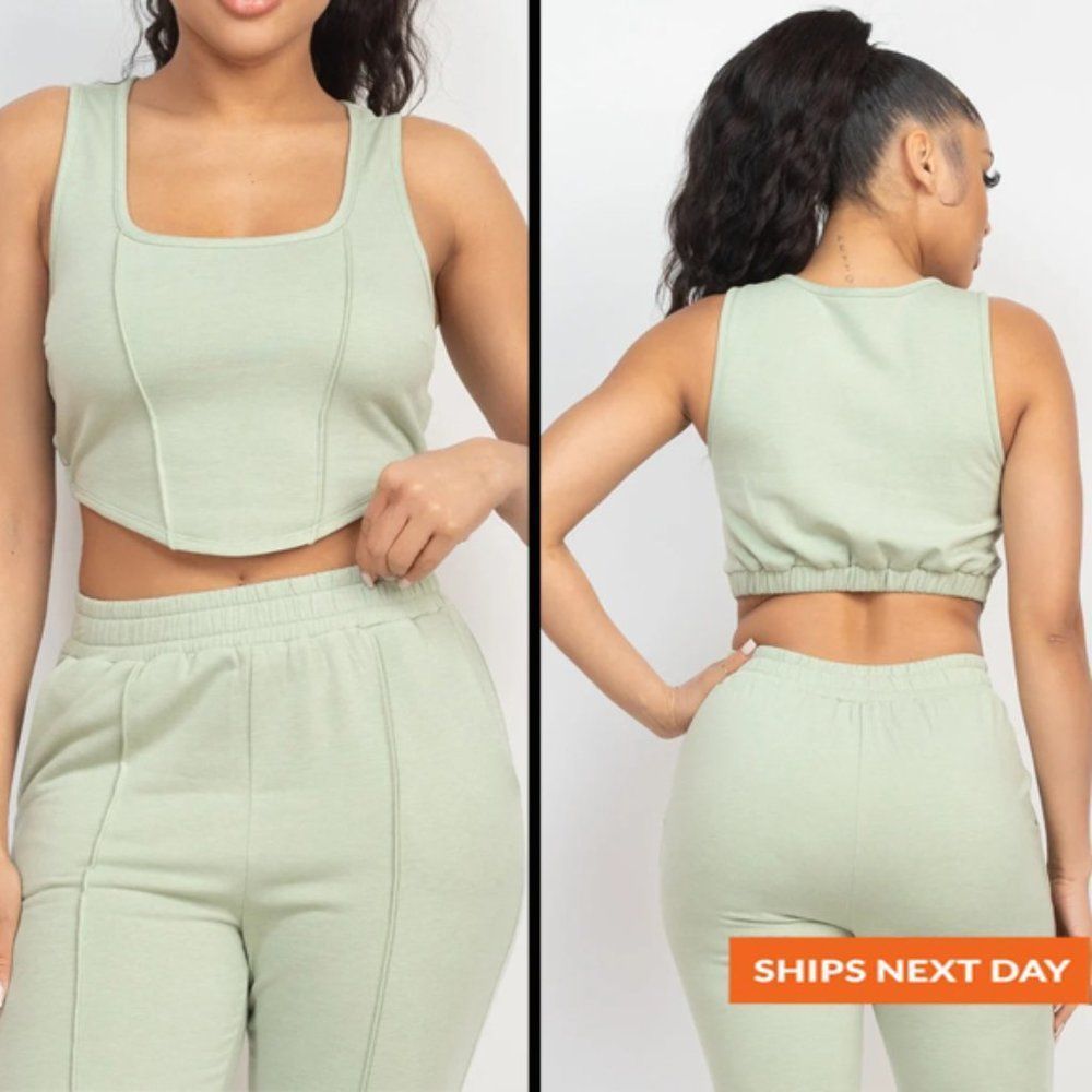 COPY - Square Corset Tank Top & Jogger Pants Set - Jogger - Jogger Set - Sweat …